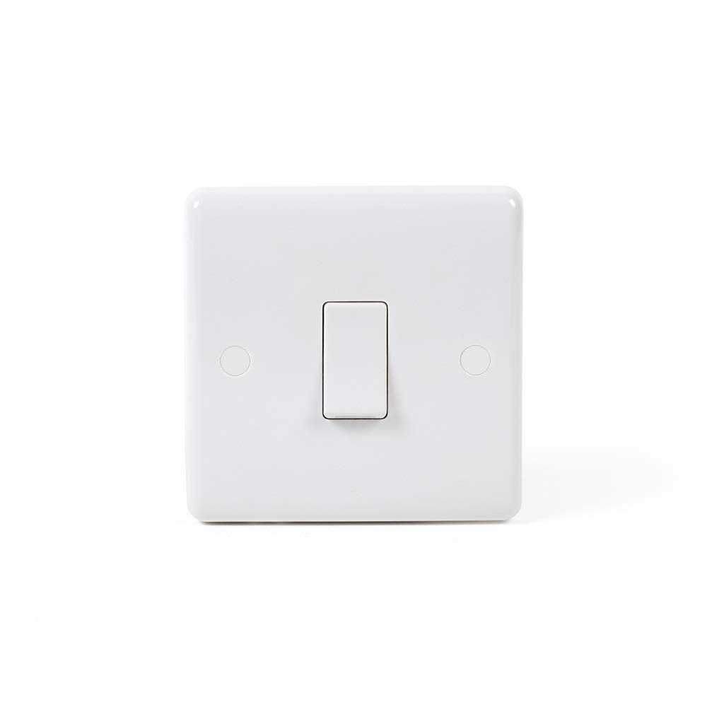 Lieber White Silk 1 Gang Single Intermediate Wall Light Switch - Curved Edge