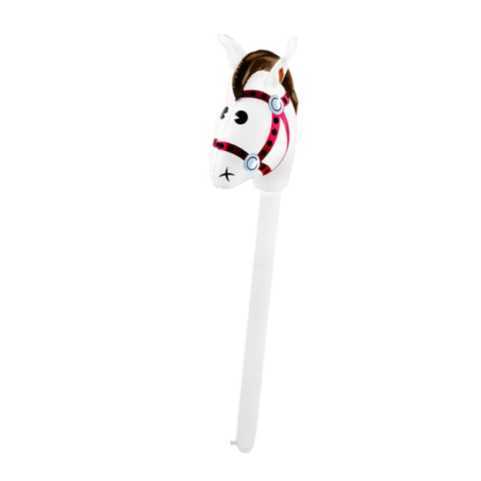 DYNWAVE Inflatable Stick Horsehead Toy,Lovely Horse Head Stick Balloon for Kids Birthday, White Red Head