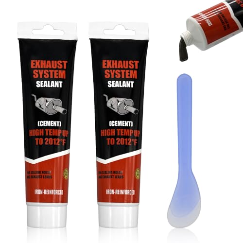 Pardofelis 2er-Pack Auspuff Dichtmasse, 150g Auspuff Montagepaste, Auspuff Reparaturset mit Kunststoffspachtel, Schnelle Reparatur Kleiner Risse, Löcher und Lecks im Auspuffrohr