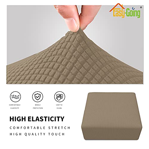 Solución práctica para proteger otomanas medianas con funda elástica natural 4