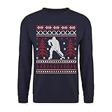 Spreadshirt Eishockey Ugly Christmas Sweater Weihnachten Unisex Pullover, XXL, Navy