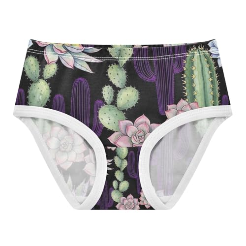 Toddler Girl Panties, Watercolor Succulents Cactus Cotton Girls Underwear, 2–8 Years