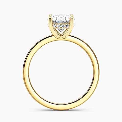 Diamond Wish IGI Certified 1 to 3 Carat Oval Shape Lab Grown Diamond Hidden Ribbon Halo Engagement Ring for Women in 14k Gold (I-J, VS-SI, cttw) Wedding Anniversary Promise Ring Size 4 to 94