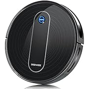 Deenkee Robot Vacuum Cleaner, Robotic Vacuum Cleaner 1500Pa Super Suction, Automatic Charging, Timetable Setting, Sensors Navigation, Low Noise, 100mins Runtime, Good for Floors Carpets Pet Hair