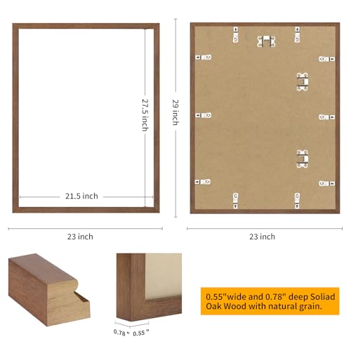 puthiac 22x28 Picture Frames for Wall - Minimalist 22x28 Oak Wood Frames, 22"x28" Poster Frame Wood, Natural Solid Wooden Picture Frames for Wall Art Photo and Prints(1 Pack, Walnut)