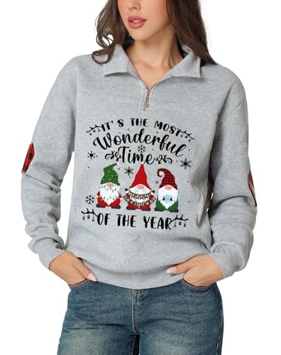 Glimnerize Damen-Kapuzenpullover, Weihnachtswichtel-Druck, Sweatshirt,...