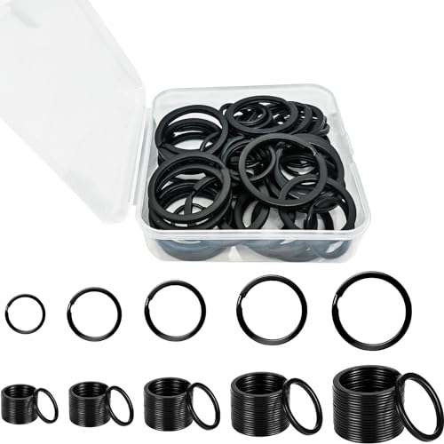 LEMLIN Schlüsselringe Set - 20 Stück Flach, 25mm Schwarz