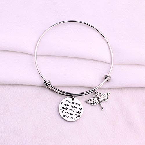 Dragonfly Memorial Gifts Bracelet Sometimes I Just Look Up Smile and Say I Know That was You Memories Jewelry (Dragonfly Bracelet)3