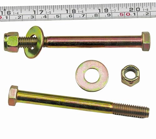 Image of 3 /8 inch x 4 inch Hex Head Bolt by Color Galvanization with Ny lon Lock nut and Large Size Washer Assortment Kit,Alloy Steel,Grade 5.(8pcs Pack),by Metalsuberg.