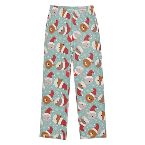 Boys' Pants Christmas Animal Head Hat Long Bottoms Jogger Pants Elastic Waist Trousers with Pockets S-XL