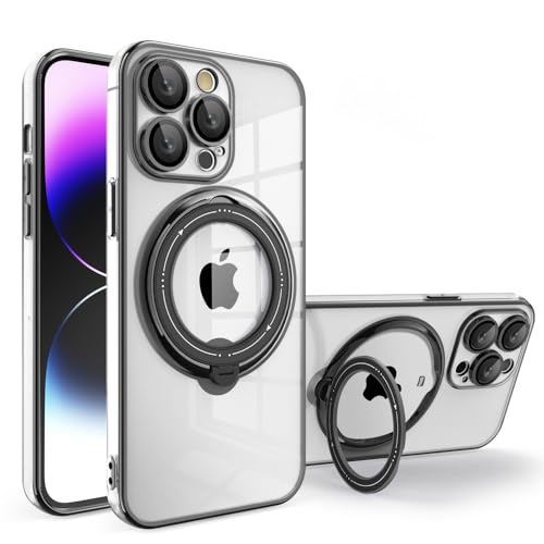 Coque magnétique iPhone 7 transparente anneau noir charge fluide