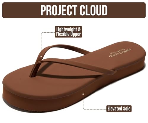 Image of Project Cloud Platform Sandals Women Memory Foam Flip Flops (ELEVATION) | Durable and Lightweight Non-Slip Sole Summer Thong Sandals - Platform Flip Flops for Women Everyday Comfort Daily.