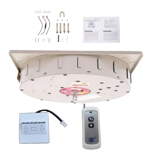 Motorized Chandelier Hoist and Chandelier Lift Kit, Supports up to 635lb, 120–430W, 4–6m Stroke, Dual Remote/Wall Control for Large Pendant Lamp Installation &amp; Maintenance(100KG-5M)