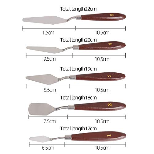 5 Pieces Painting Knives, Stainless Steel Palette Knife Set with Acrylic Wooden Handle, Painting Scraper Spatula Knife Tools Accessories for Oil Paint Canvas - Thumbnail 7