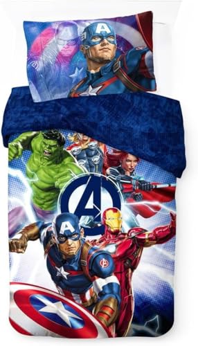 Marvel Avengers Single Duvet Cover – Captain America, Thor, The Hulk and Iron Man Reversible Bedding Set