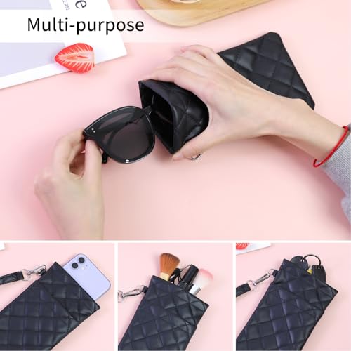 Image of Double Eyeglass Case Soft Dual Glasses Case for Women Men Travel Squeeze Top Sunglasses Cases Eyeglasses Pouch