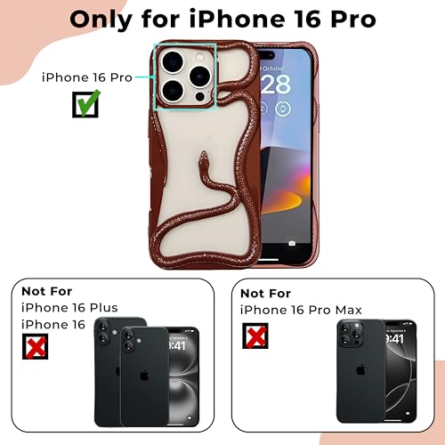 Image of Kraptick Slim iPhone 16 Pro Case - Electroplated Thermoplastic Mobile Cover with Hollow Snake Design Phone Case Lightweight, Durable & Stylish Fit for iPhone 16 Pro -(Red)