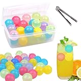 Reusable Ice Cube with Lid and Bin, Plastic Ice Cubes Round for Drinks BPA Free, Refreezable Ice Balls for Whiskey, Vodka, Coffee, Beer or Wine - Party Supplies for Boys, Girls, Kids/Adults 24 Pack