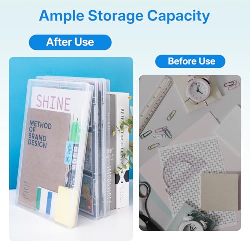 Aubeco 4 Pack Photo Storage Box, Large Plastic Scrapbook Paper Containers with Snap-Tight Latch, Fits 8" x 10" Photo, Clear Photo Organizers for Game, Card, Craft, Office Supplies