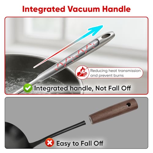 Image of Newness 9 Pcs Cooking Utensils Set, 304 Stainless Steel Kitchen Utensils Set, Metal Kitchen Accessories, Include Soup Ladle, Slotted Skimmer Spoon, Spaghetti Spoon and Spatula, Dishwasher Safe (Short)