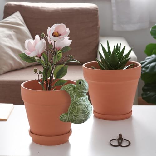 Image of The Decorshed Cute Climbing Tortoise Flower Pot Hugger Figurines Resin Hanging Turtle Statue Planter Pot Decorations for Home Garden Fence Balcony Patio Lawn Yard Ornaments(Pack of 1)