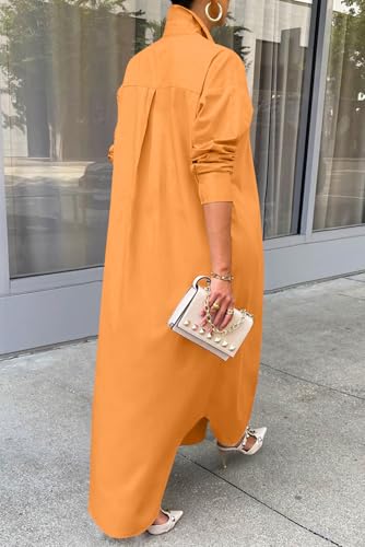 Image of Choichic Shirt Dresses for Women Casual Long Sleeve Cotton Button Down Maxi Dresses