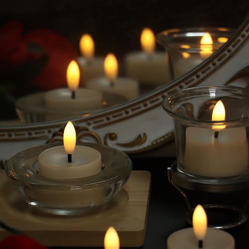 Image of Flameless LED Tea Lights Flickering White Battery Operated, Electric Fake Tealight Candles Long Lasting for Romantic Night Wedding Birthday Party Valentine's Day Christmas Home Decor 12 Pack