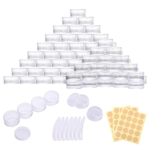 Lot de 71 boîtes vides transparentes de 5 ml - Avec couvercle - Pour échantillons de voyage - Pour le remplissage de cosmétiques, lotions, crèmes