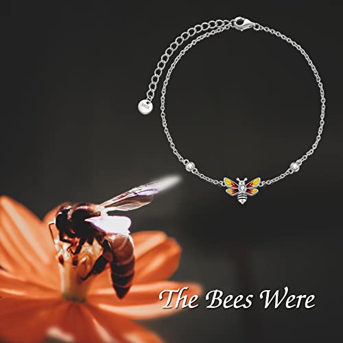 Image of YAFEINI Anklet Bracelets for Women Girls Sterling Silver Hummingbird /Dragonfly /Butterfly Link Chain Anklets Jewelry Gifts