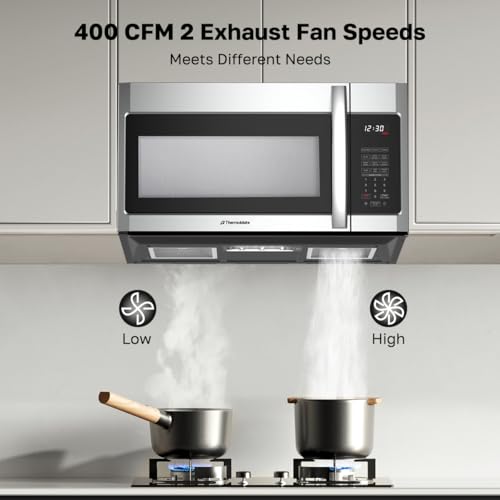 Image of 30 inch Over the Range Microwave Oven, ThermoMate 1.9 Cu. Ft. Capacity Microwave Over the Stove with One Touch, 1000 Cooking Watts, 400 CFM, 11 Power Levels, Sensor Cooking, LED Lighting, Stainless Steel