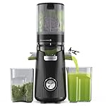 ACOQOOS Juicer Machines, Cold Press Juicer Whole Fruit and Vegetable with 5.3" Wider and Larger Feeding Chute (Capacity 1.8L), Easy to Clean Juicers with 2 Cups, Masticating Juicer Black