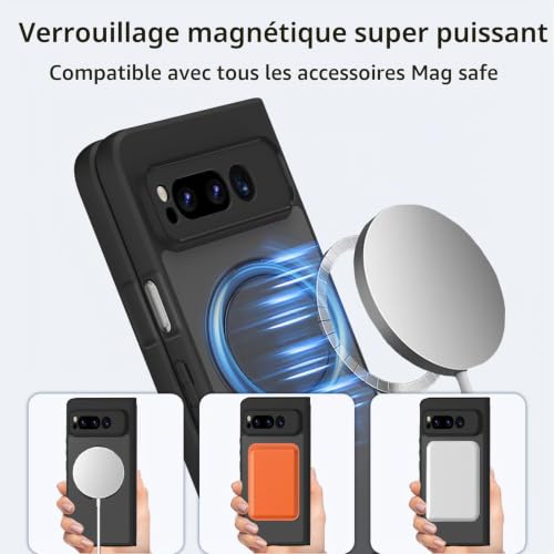 Coque Google Pixel Fold mince en silicone mat étui antichoc noir magnétique