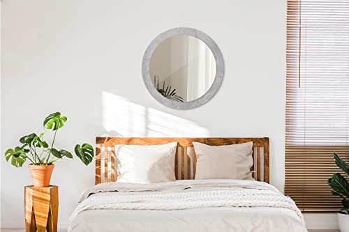 Miroir mural rond verre imprimé fi70 ciment gris moderne