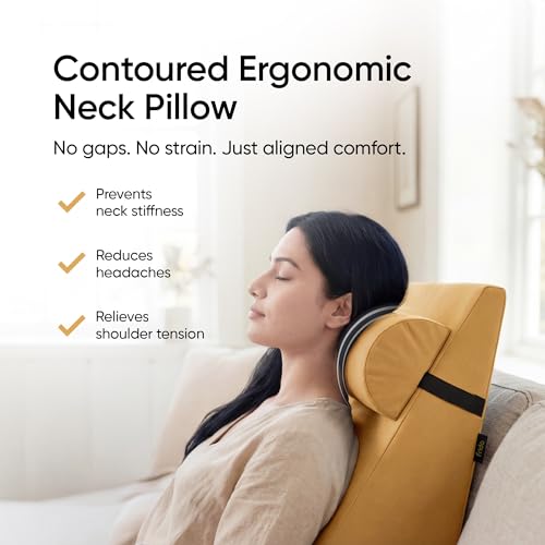 Image of Frido Wedge Neck Rest Pillow | Multipurpose Neck Pillow | Memory Foam Roll with Adjustable Strap | Relieves Neck, Knee & Lumbar Pressure | Compatible with Wedge Plus | Washable Cover, Mustard Yellow