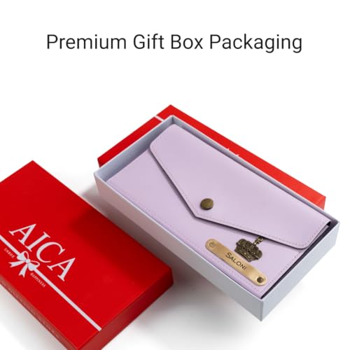 Image of AICA Personalized Name & Charm Leather Womens Wallet (Purple) | Customized Gifts for Women Girls | Gifts for Women | Wallet for Woman | Diwali Gifts | Wallet for Women | Corporate Gifts for Staff
