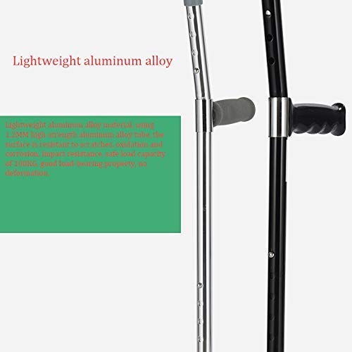 Kulki pod pachami, ergonomiczna laska ze stopu aluminium, kule wspierające elastyczność łokci, lekka, 10 regulowanych rzędów, z wygodnym uchwytem, szara (czarna)