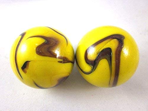 Big Game Toys Set of 2 Bumble BEE 35mm Boulder Yellow/Black Swirl Large Shooter Solid Glass Marbles Home Decor/Vase Filler/Aquarium