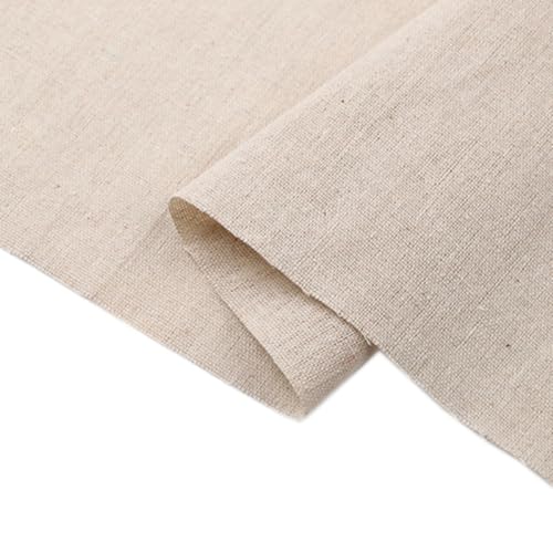 Tissu Brodé en Coton et Lin Naturel - 300 cm x 150 cm - Vendu au Mètre - Pour Vêtements, Nappe, Décoration et Bricolage