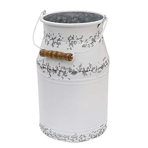 Metal-Big-Cow-Galvanized-Milk-Can-with-Wooden-Handle-Rustic-White-Farmhouse-Vase-Planter-Primitive-Decorative-Flower-Holder-for-Home-Wedding-Table-Centerpiece-Decor-Large-11 Metal Big Cow Galvanized Milk Can with Wooden Handle Rustic White Farmhouse Vase Planter Primitive Decorative Flower Holder for Home Wedding Table Centerpiece Decor Large 11