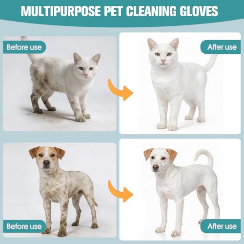 DWDHYEAN 24 Stück Hypoallergene Reinigungshandschuhe für Haustiere Handschuhtücher für Hunde Katzen Sanfte Reinigung Geruchsentfernung Antiallergisch Hautfreundlich