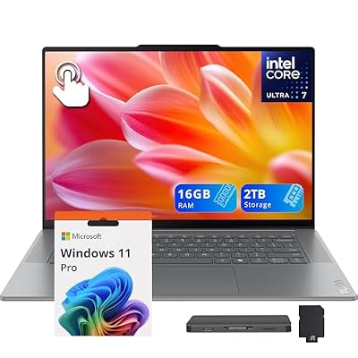 Lenovo Yoga Slim 7i Aura Edition AI Laptop, 15.3" 2.8K 120Hz Touchscreen, Intel Ultra 7 256V, 16GB LPDDR5X, 2TB Storage (1TB SSD+1TB Docking Station), Backlit Keyboard, Copilot+ PC, Win 11 Pro, Gray