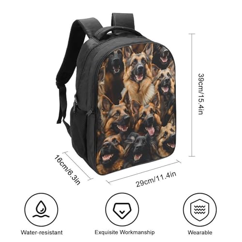 German Shepherd Dogs Funny 16 Inch Backpack for Men Women Casual Daypack with 2 Compartment for Travel Work2