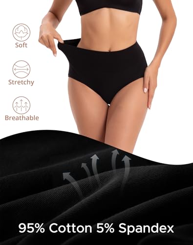 Image of INNERSY Womens Underwear Cotton Briefs Postpartum High Waisted Panties 5 Pack