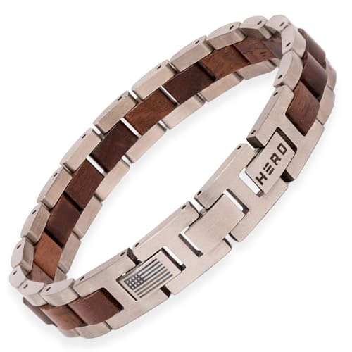 Pulsera para hombre de acero y madera miniatura 1