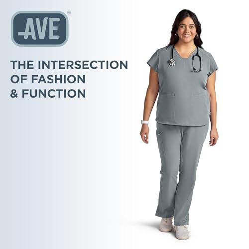 Image of AVE. Varick Women's Scrub Pants, Elastic Waistband, 4-Way Stretch Fabric, Wrinkle- and Fade-Resistant, Machine Washable Scrubs, For Nurses & Medical Professionals, (L Petite, Gray)