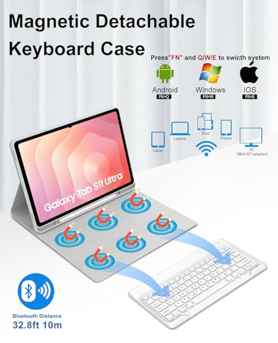 Image of Keyboard Case for Samsung Galaxy Tab S11 Ultra 14.6 Inch 2025, Magnetic Detachable Bluetooth Wireless Keypad, Smart Protective Cover with S Pen Holder for Samsung Tablet S11 Ultra 14.6'' SM-X930 /X936B