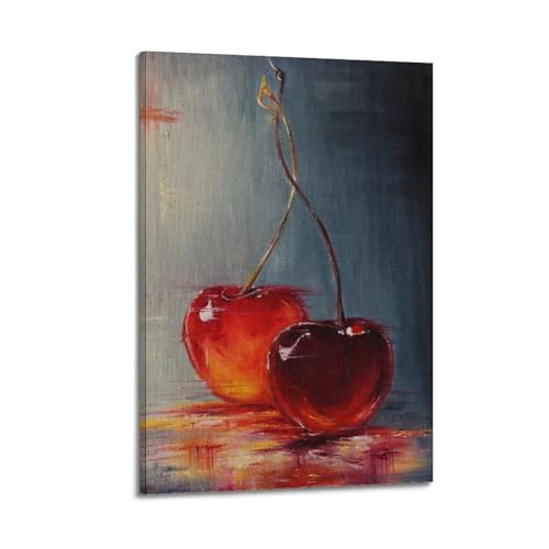 Toile cerises dégradées peinture épaisse JIDUHON tableau haut de gamme