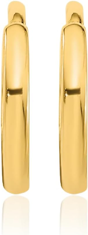 IceCarats 14K Solid Yellow Gold Small Huggie Hoop Earrings 9.5mm 3/8 inch Snap Back, Polished For Her