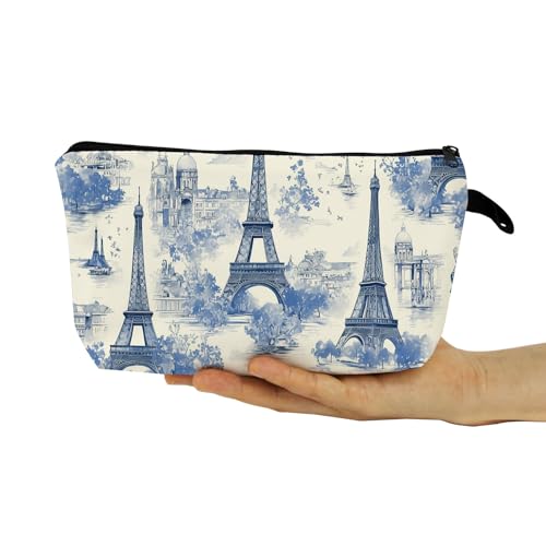 Eiffel Tower Makeup Bag - Cute Small Vintage Organizer Bag with Zipper - Paris Eiffel Tower Print Cosmetic Bag - Birthday Gifts for Women & Friends4