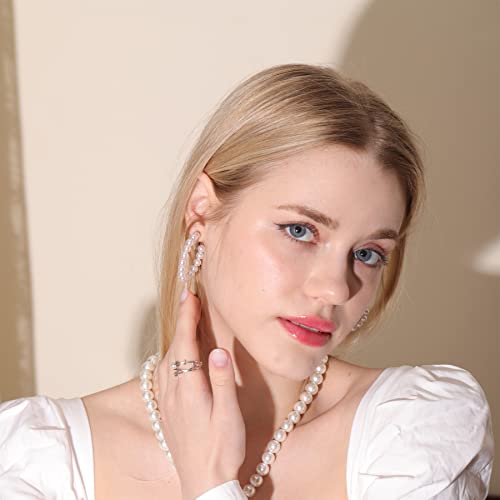 Morotole 30MM-C-SHAPED PEARL EARRINGS Pearl Hoop Earrings For Women Small Pearl Hoop Earrings thumb #5